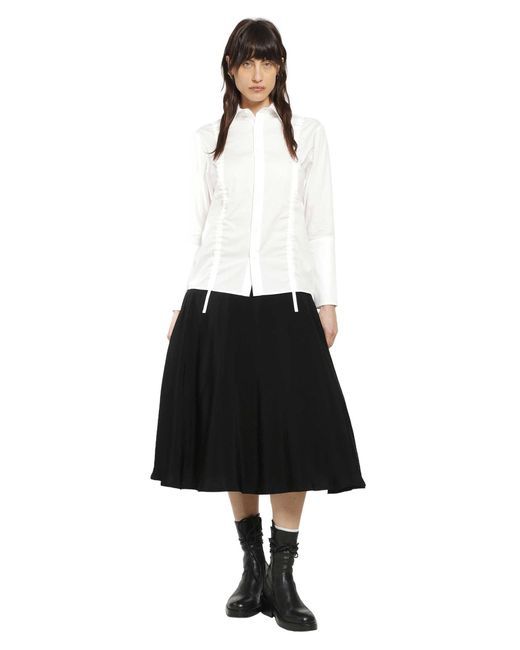 Yohji Yamamoto White Crepe De Chine Gather Petticoat Skirt