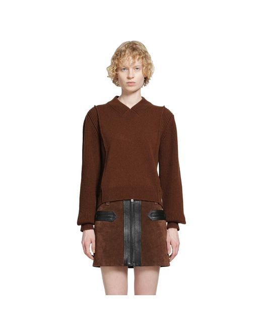 Marni Brown Wool Cashmere V-Neck Sweater