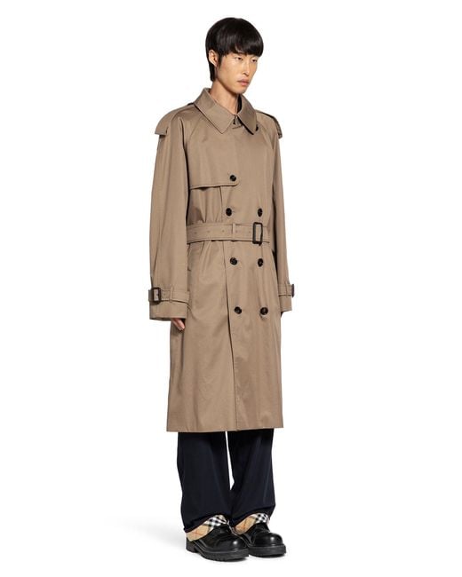Burberry Brown Long Gabardine Trench Coat for men