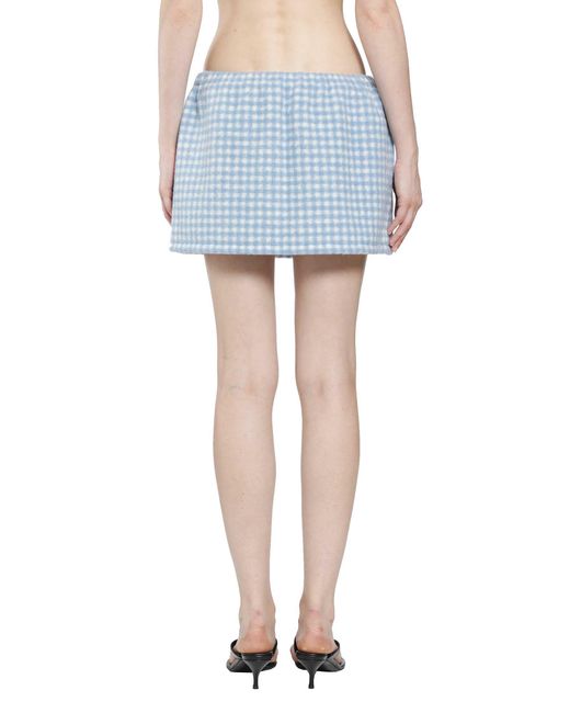 Miu Miu Blue Vichy Fleece Mini Skirt