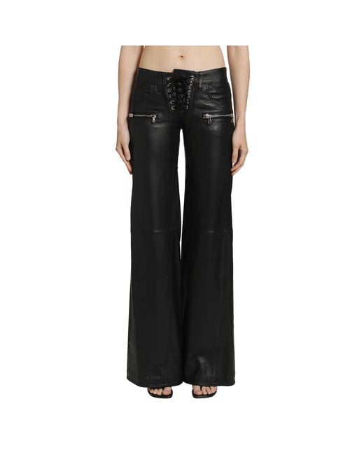 NVL-GARDE Black Low-Rise Lace-Up Flare Pants
