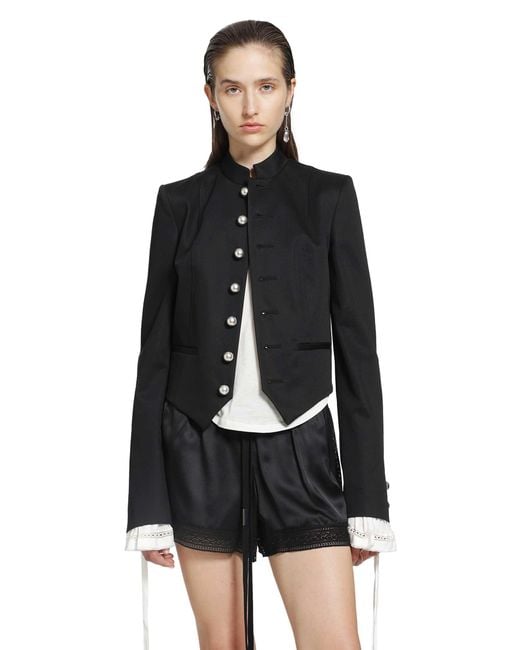 Ann Demeulemeester Black Bab Stand Collar Jacket