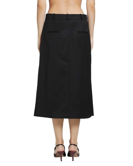 Fendi Black Grain De Poudre Midi Skirt
