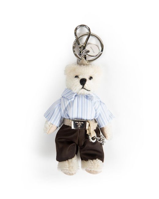 Prada White Teddy Keychain Charm