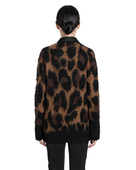 Sacai Black Leopard Wool Knit Cardigan