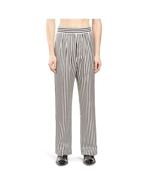 Tom Ford Gray Fluid Silk Stripe Lounge Pants for men