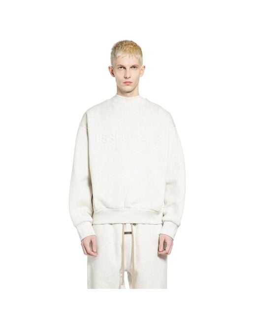 Fear Of God White Embossed Essentials Sweatshirt for men