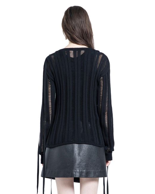 Ann Demeulemeester Black Gala Ladder Stitch Sweater