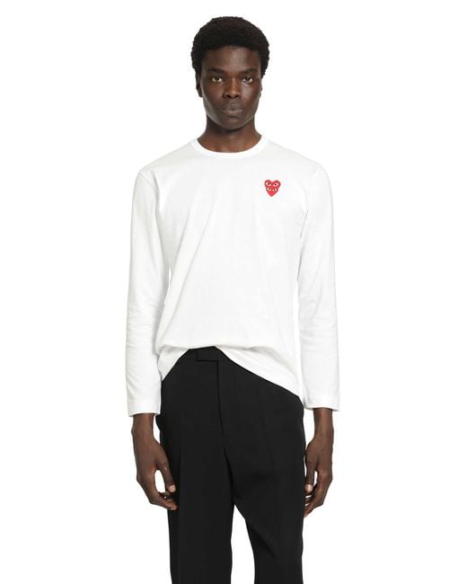 COMME DES GARÇONS PLAY White Heart Long Sleeve T-Shirt for men
