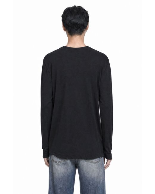 James Perse Black Shirttail Hem Long Sleeve T-Shirt for men