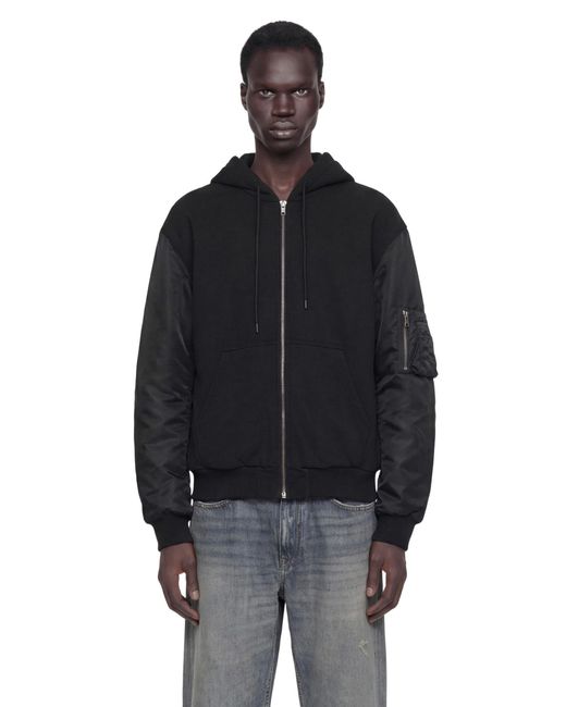 MM6 by Maison Margiela Black Jersey And Nylon Zip-Up Hoodie for men