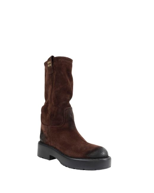 Miu Miu Brown Foule Suede Boots