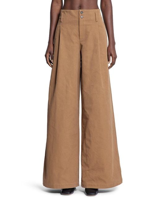 Chloé Brown High-rise Wide-leg Pants In Cotton Canvas