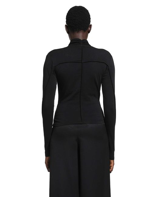 Thom Krom Black Stretch Cotton Modal Wrap Top