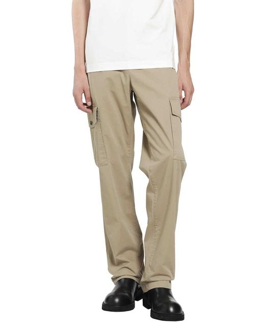 Burberry Natural Cotton Twill Cargo Trousers for men