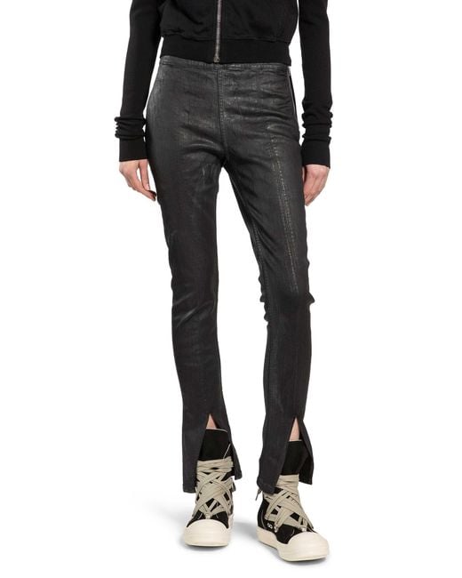 Rick Owens Black Temple Slit Front Leggings