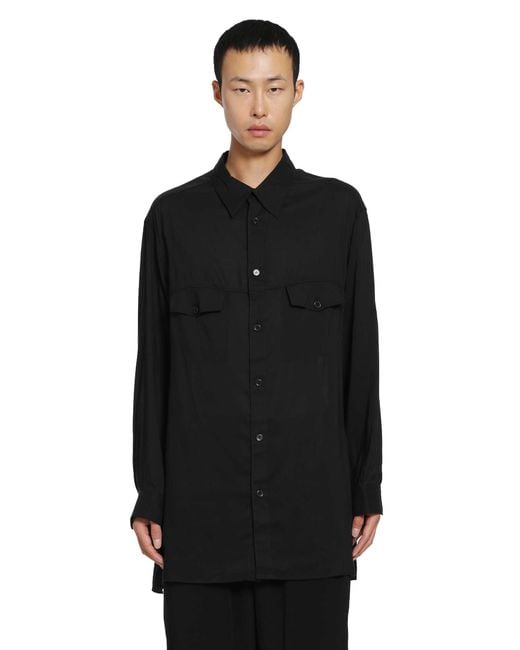 Yohji Yamamoto Black Chest Panel Pocket Blouse for men