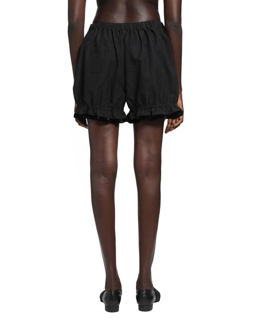 Renli Su Black Cotton Linen Balloon Shorts