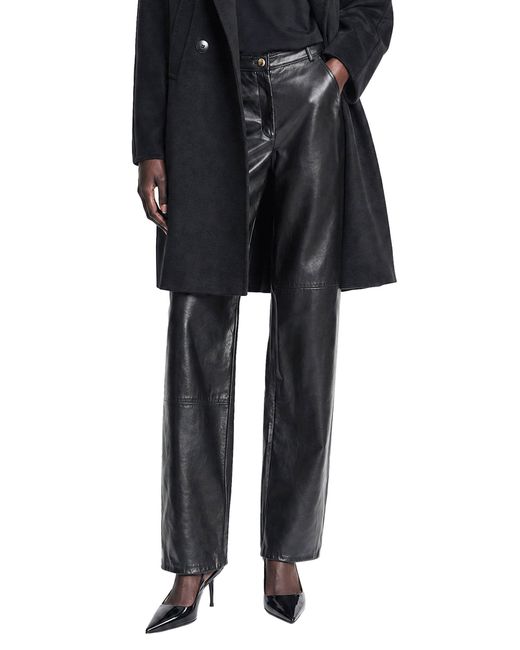 Max Mara Black Nappa Leather Barrel-Leg Trousers