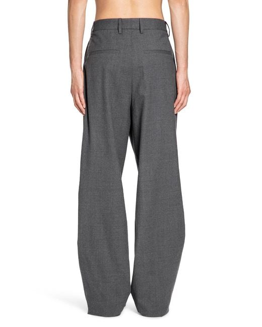 Lardini Gray Pleated Wool Trousers for men