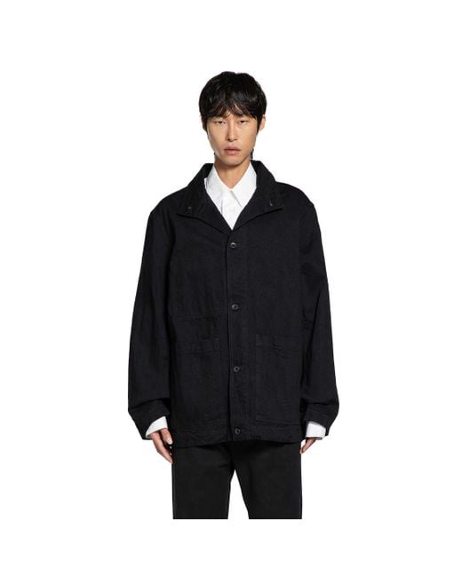 Studio Nicholson Black Giacca Di Jeans Crinckle for men