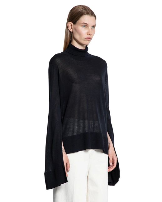 Totême Black Slit Sleeve Turtleneck