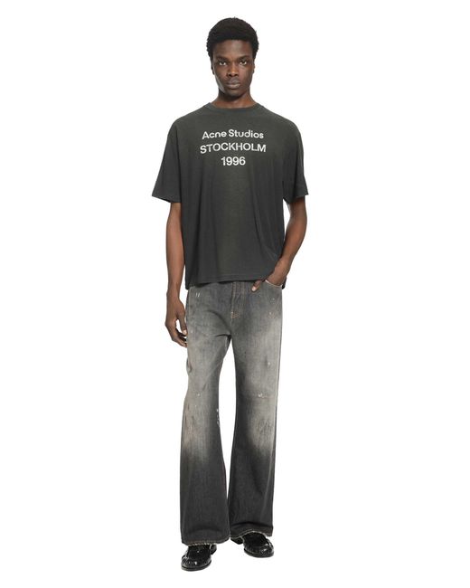 Acne Black 1996 Logo T-Shirt Relaxed Fit for men