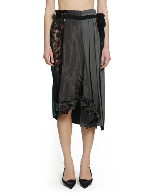 Prada Black Technical Taffeta Patchwork Skirt