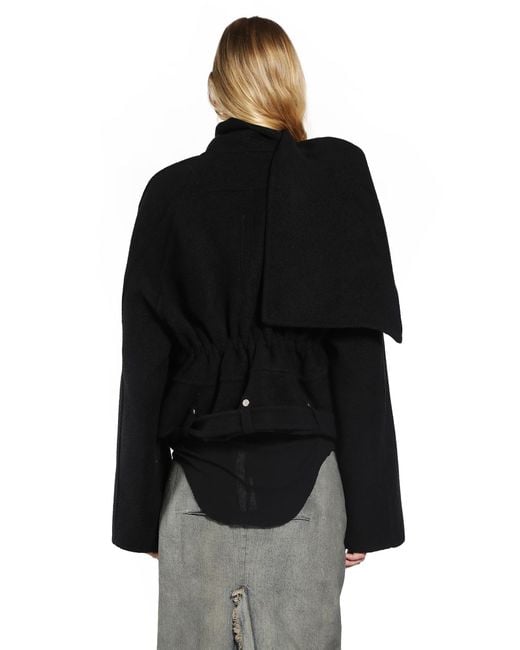 Rick Owens Black Concordia Cropped Scarf Flight Jacket Clothing