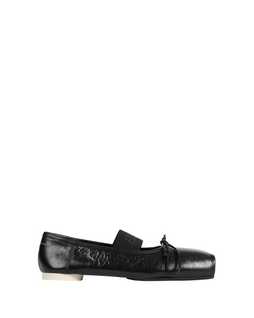 MM6 by Maison Margiela Black Numeric Square-Toe Ballerinas