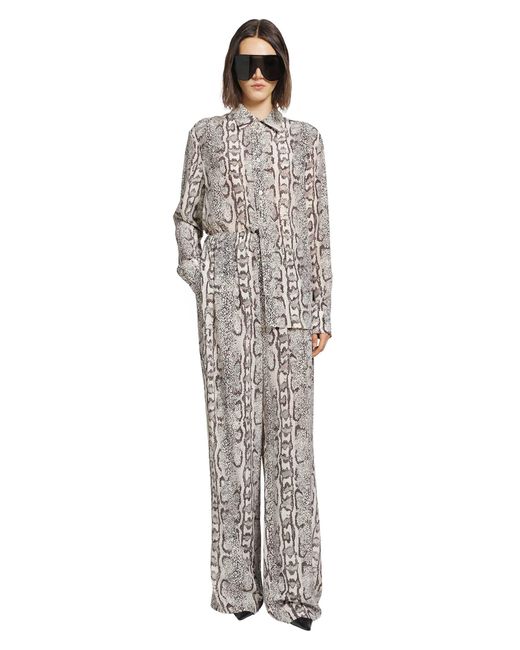 Balenciaga Gray Python Print Silk Pyjama Pants