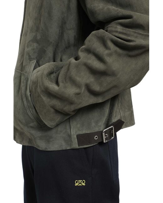 Loewe Green Suede Zip-Up Jacket for men