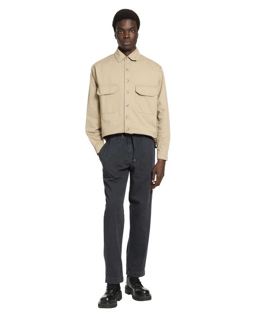 White Sand Black Belted Cotton Trousers for men