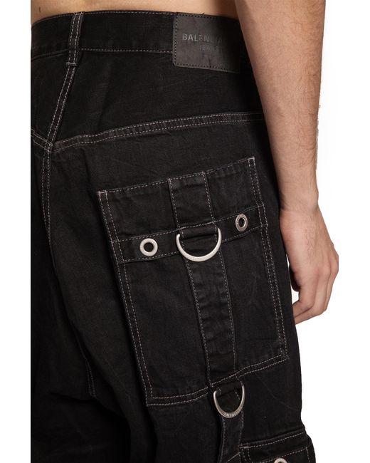 Balenciaga Black D-Ring Cargo Pants for men