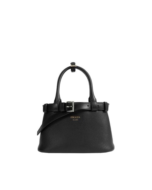 Prada Black Buckle Small Leather Top Handle Bag