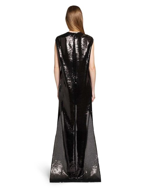 Courreges Black Circle Edged Sequins Long Dress