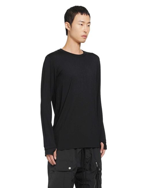 Thom Krom Black Stretch Viscose Long Sleeve T-Shirt for men