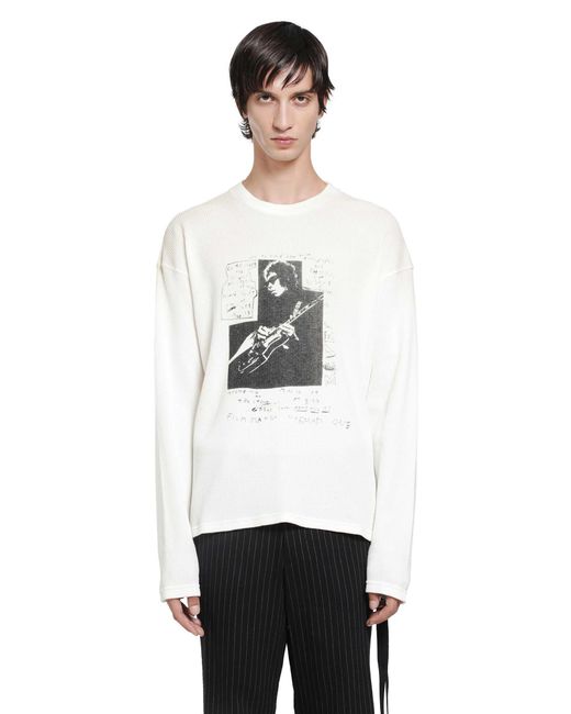 Ann Demeulemeester White Emil 'The Night Whisper' Long Sleeve T-Shirt for men