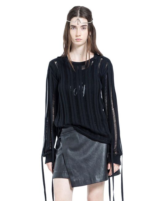 Ann Demeulemeester Black Gala Ladder Stitch Sweater