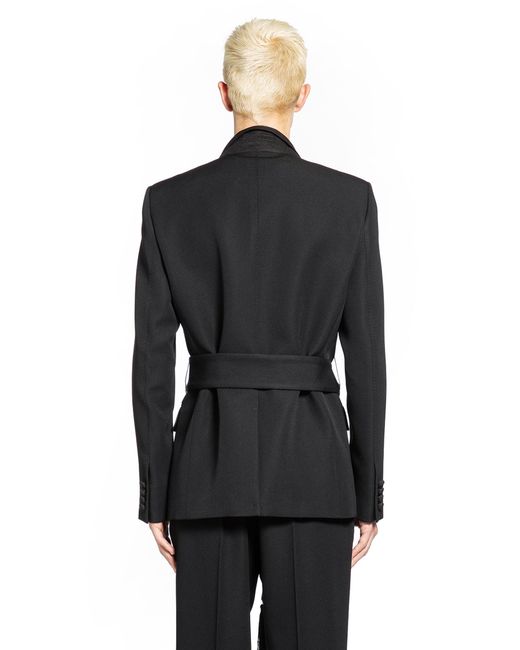 Valentino Black Double-Breasted Wool Blazer With Belt for men