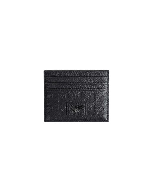 Emporio Armani Black Embossed Eagle Card Holder for men