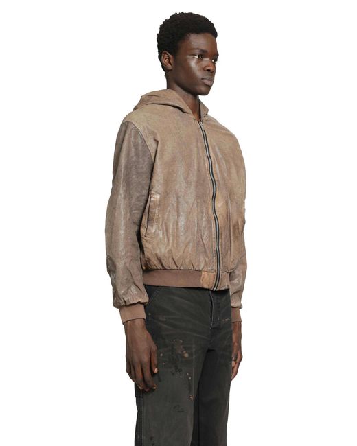 ALEXANDER DIGENOVA Brown Leather Bomber Jacket for men