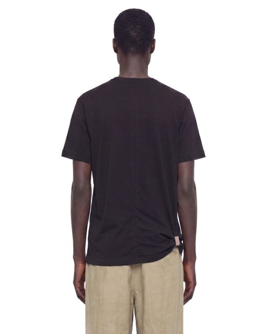 Ziggy Chen Black Henley Neck Gathered T-Shirt for men