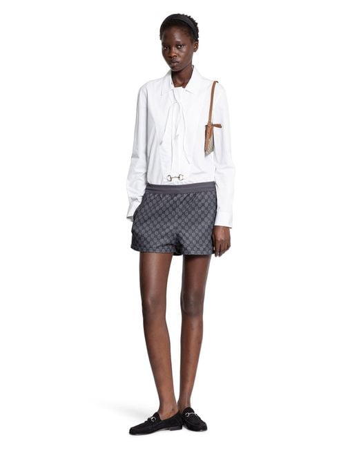Gucci Blue Gg Technical Jersey Shorts