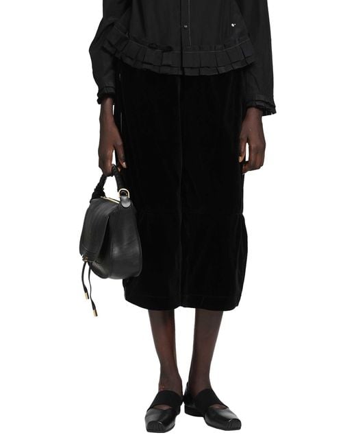 Renli Su Black Cropped Velvet Trousers