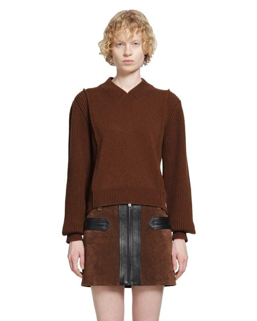 Marni Brown Wool Cashmere V-Neck Sweater