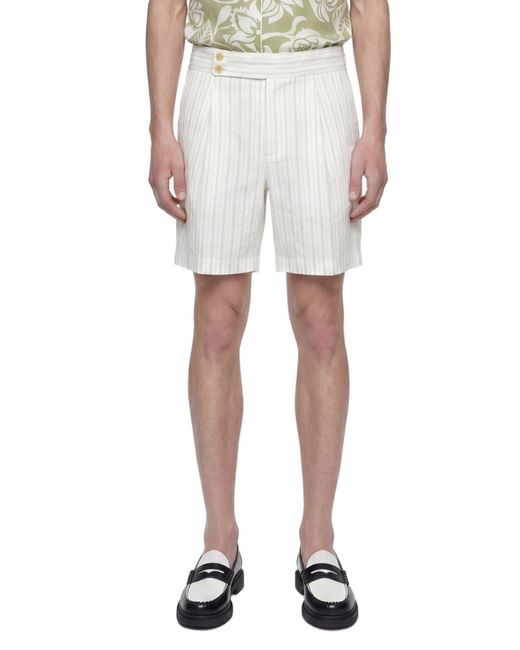 Hed Mayner White Pinstriped Wool Shorts for men