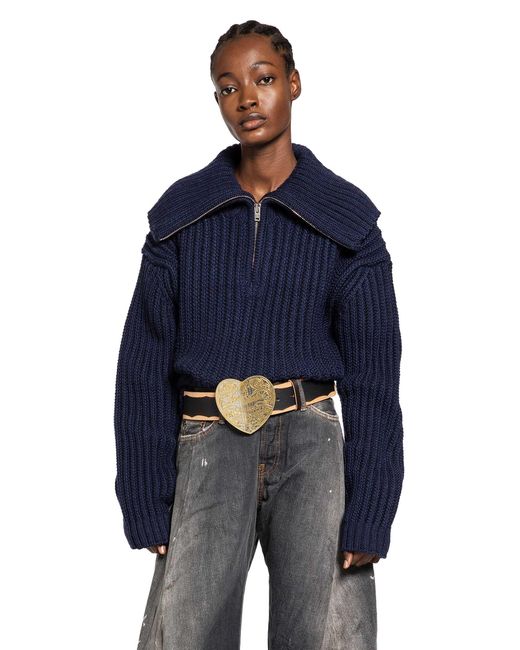 Acne Studios Wool Half-Zip Sweater in Blue | Lyst
