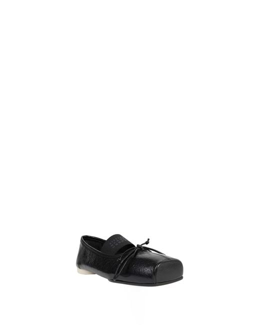 MM6 by Maison Margiela Black Numeric Square-Toe Ballerinas