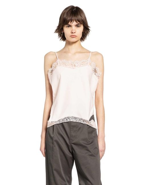 MM6 by Maison Margiela White Mirrored Lace Slip Top